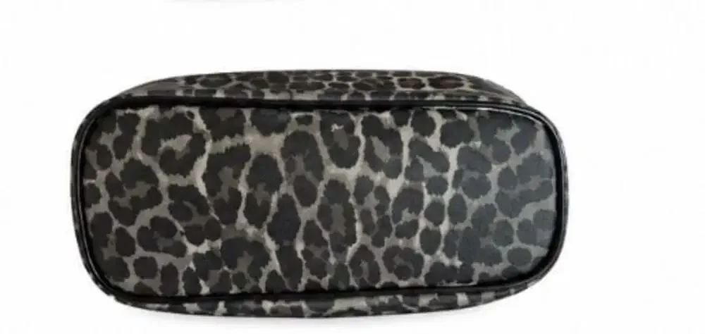 Coach Leopard Print Gray and Black Tote Handbag with Patent Trim